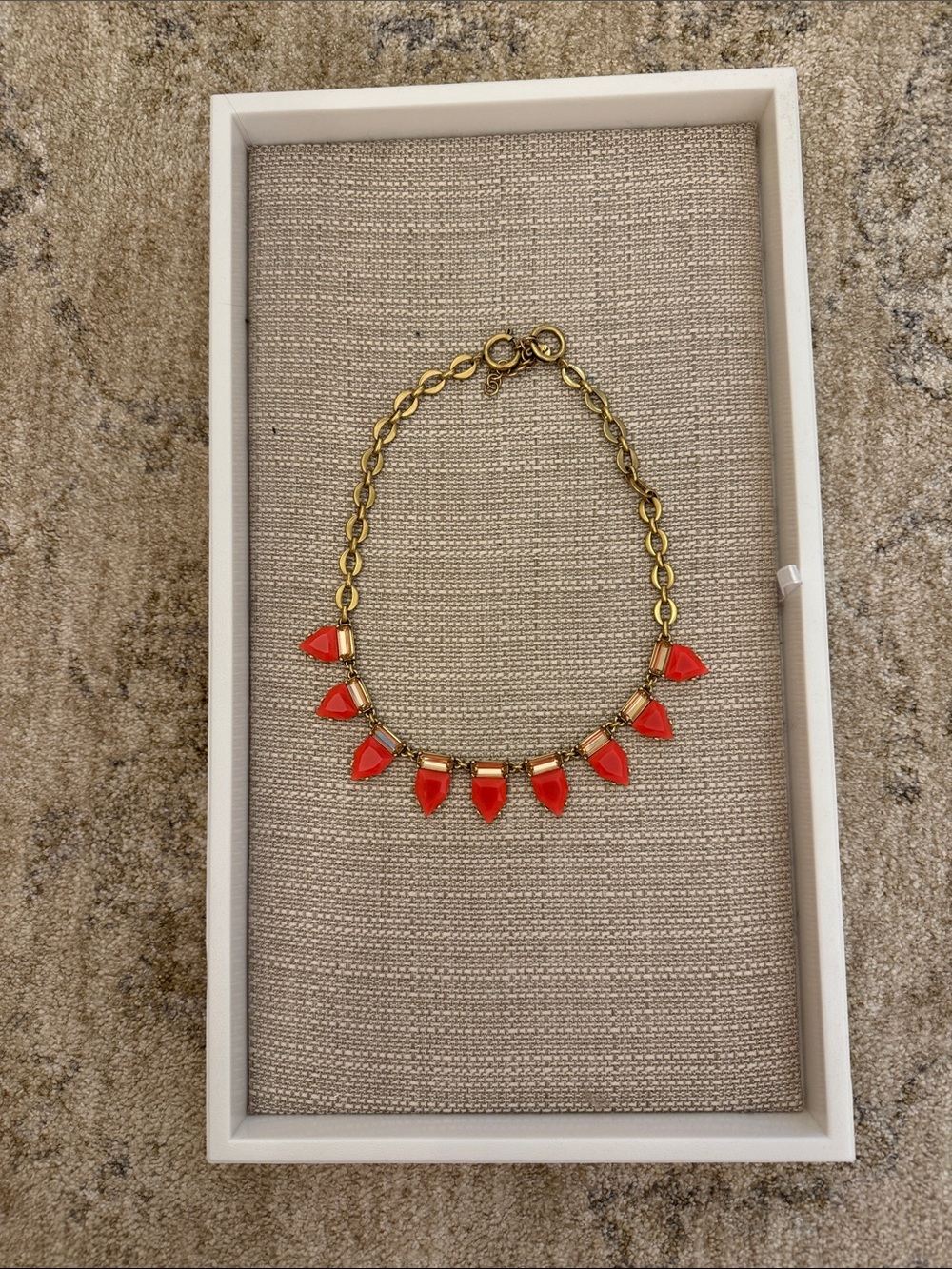 Stella & Dot Gold-Tone Necklace with Red Teardrop Pendants